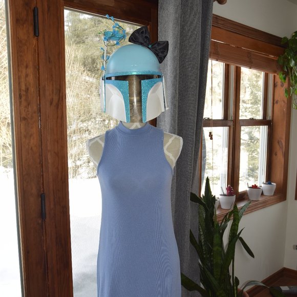 Blue mock neck dress - Picture 2 of 8